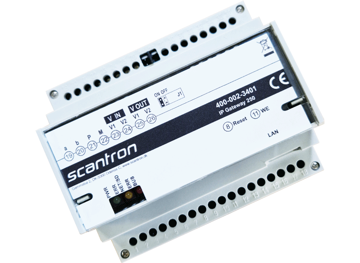 IP-Gateway-250_skråt IP-Gateway fra Scantron kan opgradere dit nuværende dørtelefonanlæg til at være app-baseret
