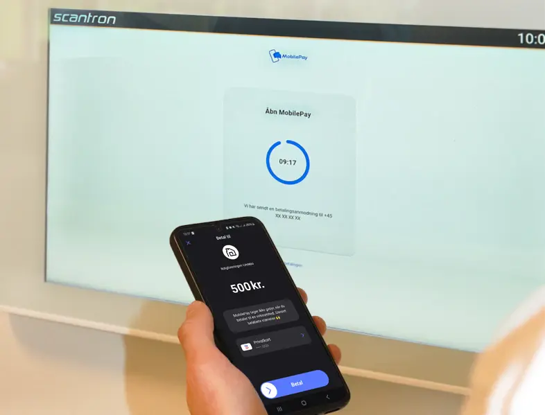 MobilePay integreret i Scantron bookingsystem på bookingskærme MobilePay integreret i Scantron bookingsystem på bookingskærme