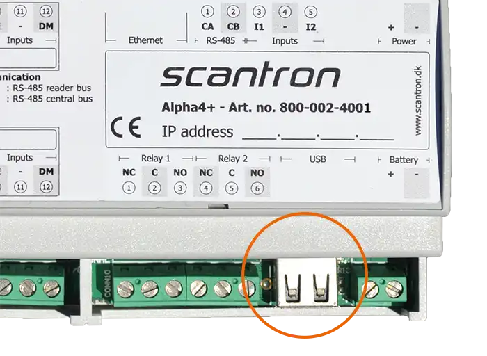 Scantron Alpha+ USB port Scantron Alpha+ USB port