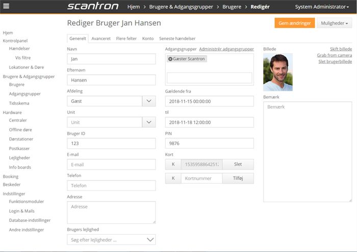 I Scantrons Nova software til adgangskontrolsystemer er det nemt at tilføje nye beboere